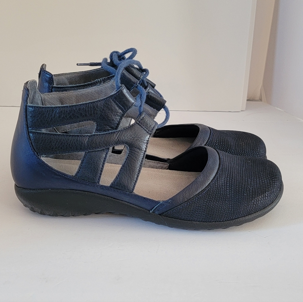 NAOT Kata Leather Lace-Up Comfort Shoes Sandal Navy Blue size 39 US 8 - Picture 5 of 5